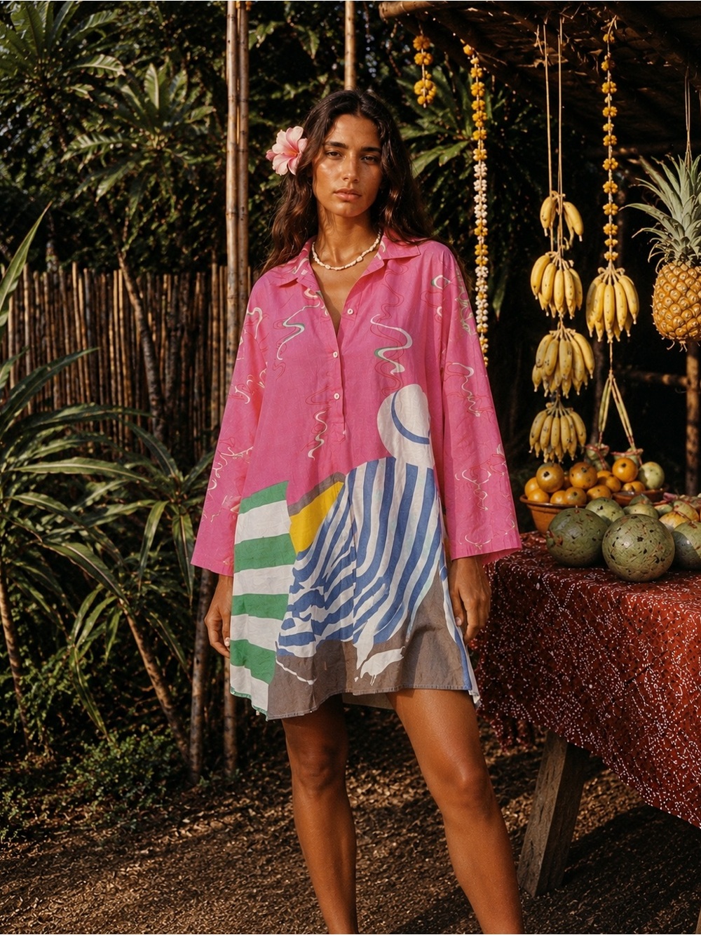 Malia vintage 80s pink beach silhouette swimsuit cover up dress